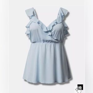 Torrid sz 4 blue Peplum Georgette Ruffle Surplice Tank Top NWT
